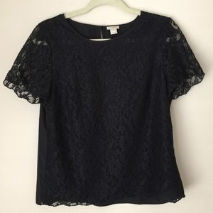 NEW J. Crew Black Lace Blouse