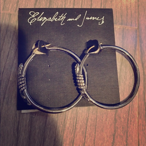 Elizabeth & James sapphire 14K gold hoop earrings