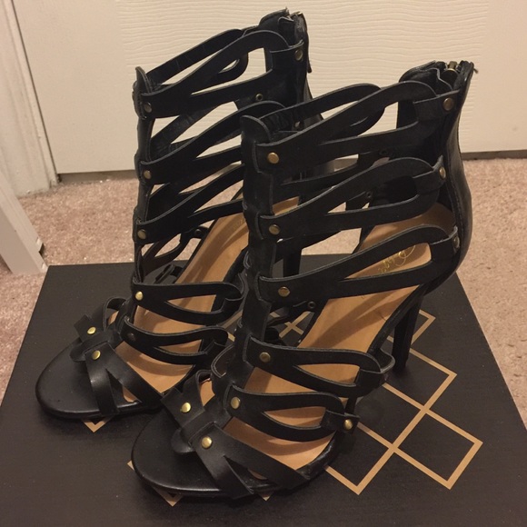 Jazzy Black Strappy Heels