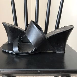 Liz Claiborne black leather wedges
