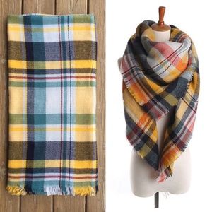 🔸NEW - Large Wool Blend Plaid Blanket Scarf