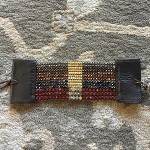 RESERVED!      Jeweled/beaded leather cuff