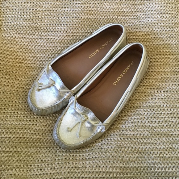 Franco Sarto Shoes - Silver Leather Flats ON SALE