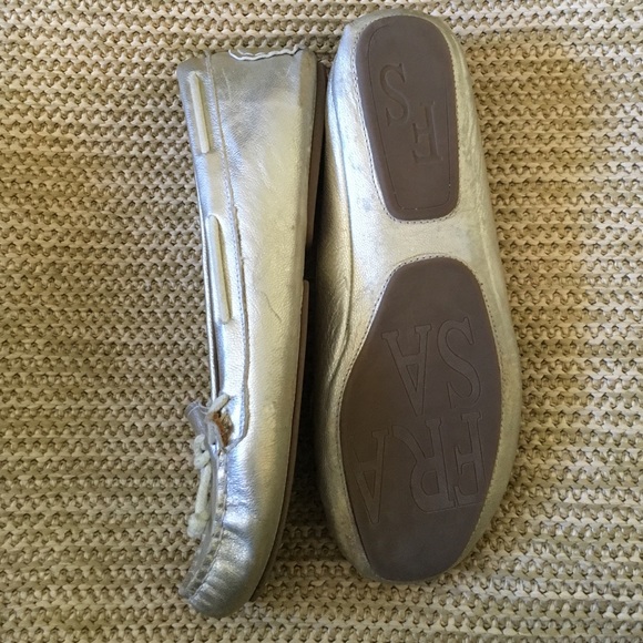 Silver Leather Flats ON SALE - Picture 2 of 3