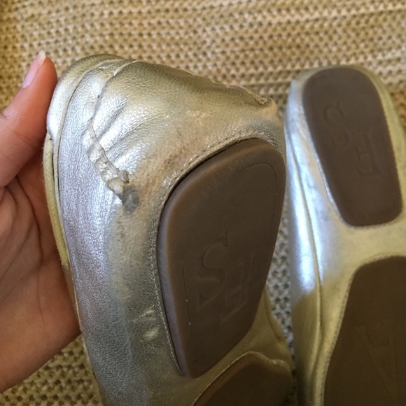 Silver Leather Flats ON SALE - Picture 3 of 3