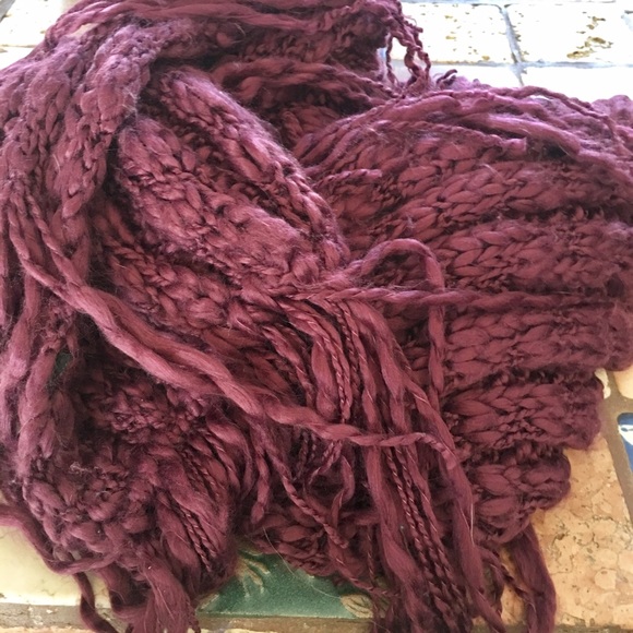 Long Plum Scarf Wrap, Thick Cable Knit, Very Soft - Picture 2 of 2