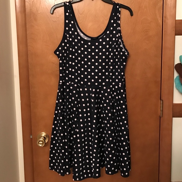 Blue/White Polka-Dot Skater Dress- Plus