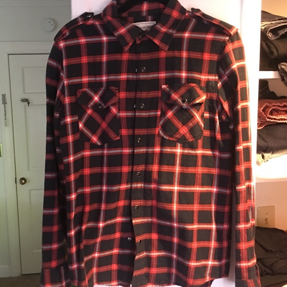 Plaid snap button shirt