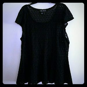 Forever 21+ Black textured peplum blouse