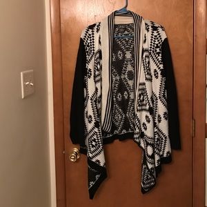 Black/White Cardigan, Sweater, Duster-plus
