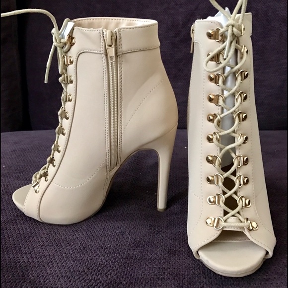 NEW ✨ Charlotte Russe Nude Lace up heels  ✨