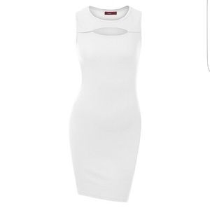 Crewneck ribbed cutout dress