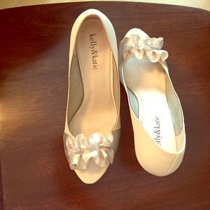 Off white Kelly & Katie peep toe heels