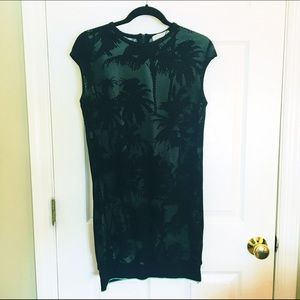 Zara mint and black palm tree mesh dress