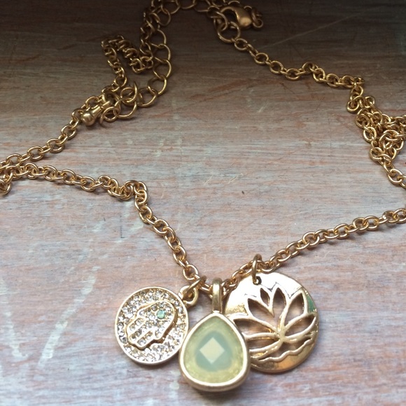 Delicate Lotus + Hamsa Hand Charm Necklace🔮