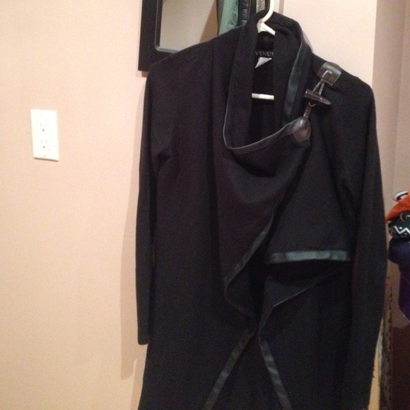 Black sweater with leather outline