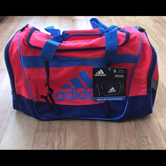 Adidas pink and blue duffel bag