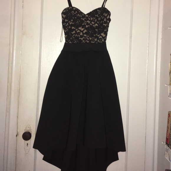 Black High Low Dress With Lace Detailing On Top