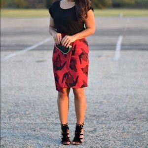 Red Camo pencil skirt