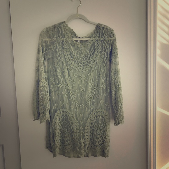 Long sleeve floral lace over matching tank slip