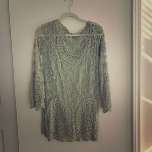 Long sleeve floral lace over matching tank slip