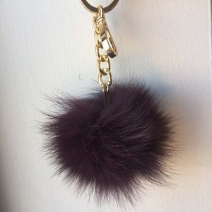 AUTHENTIC Michael Kors Fur Pom Key Chain Burgundy
