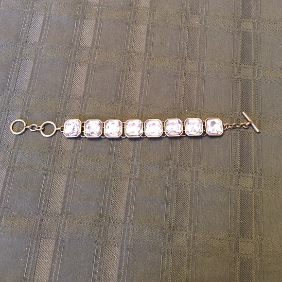 Chloe + Isabel bronze toggle clear stone bracelet