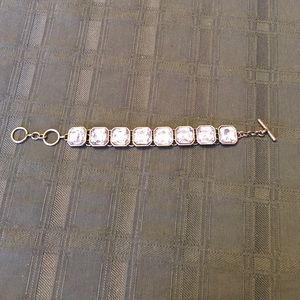 Chloe + Isabel bronze toggle clear stone bracelet