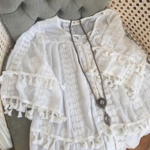 White fringe top