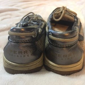 Silver metallic Sperry shoes