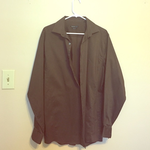 VAN HEUSEN button down shirt - brown pin stripe