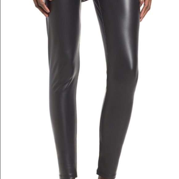 Black vegan leather leggies