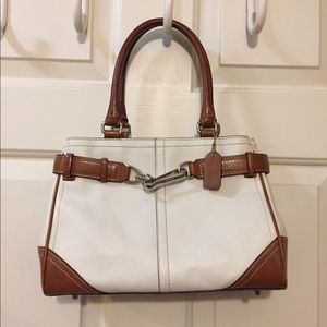 Small white leather coach satchel