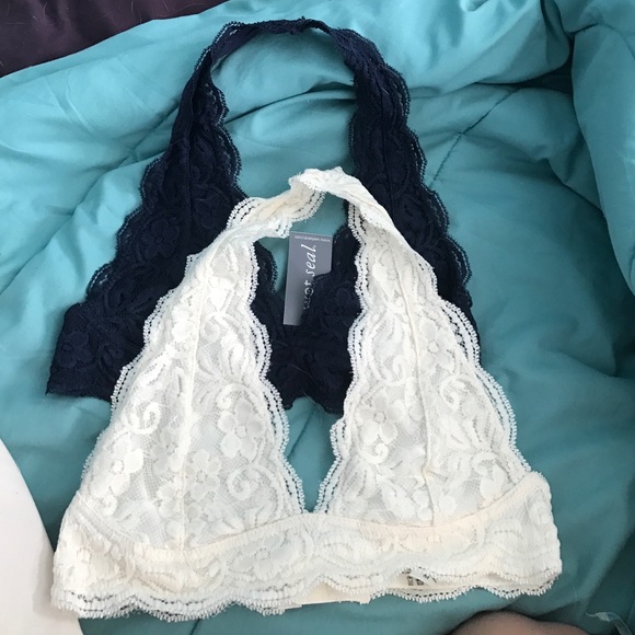 Blue and cream bralette