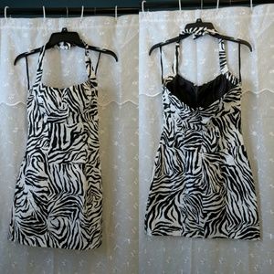 Zebra adjustable halter dress