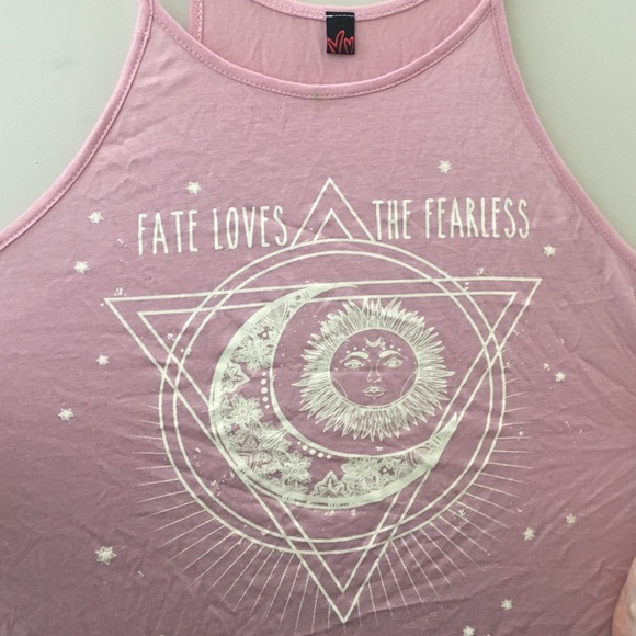 NEW "fate loves the fearless" sun &moon halter top