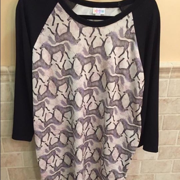 LuLaRoe 3x Randy unicorns with black sleeves