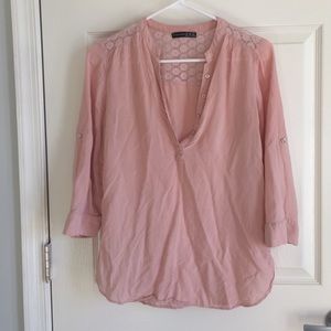Light pink tunic top with lace detailing