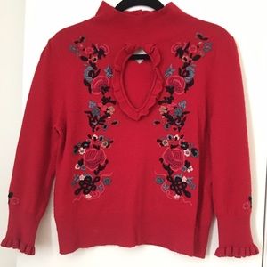 Nanette Lenore Embroidered Key-hole Sweater