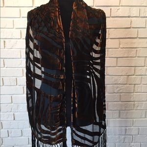 Chicos animal print/sheer scarf