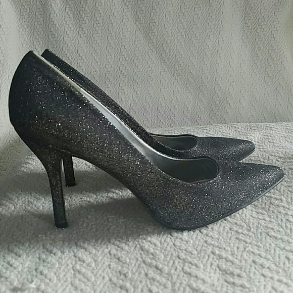 Grey sparkly heels