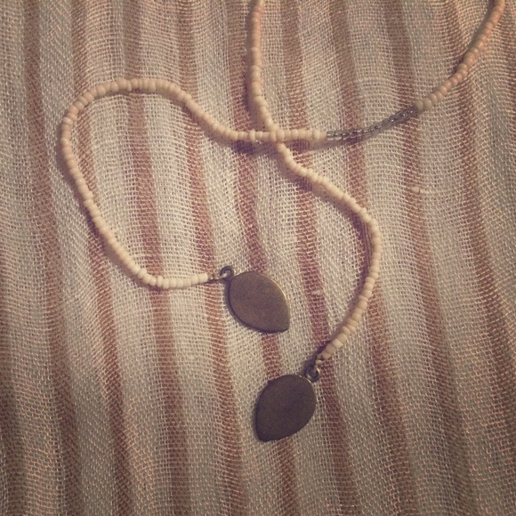 Anthropologie blush silver gold bead necklace