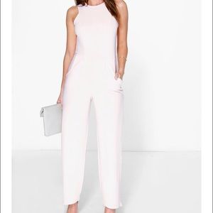 Boohoo White Jenny Round Neck Jumpsuit