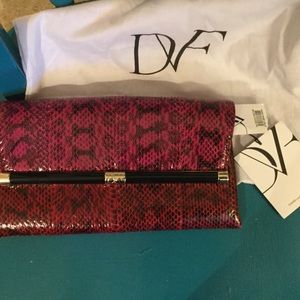 New Diane Von Furstenburg snakeskin clutch