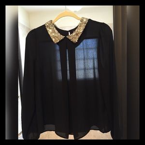 Forever 21 Sequin Collar Blouse