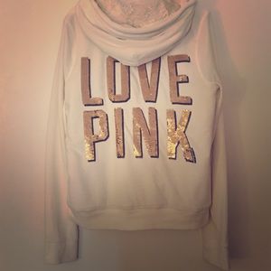 LIMITED EDITION VS PINK VELOUR SEQUIN HOODIE