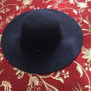 Navy Blue Wool Floppy Hat