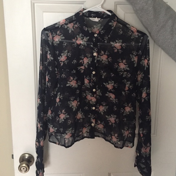 Cropped Sheer Button Up