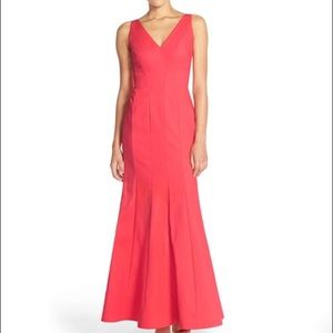 Aidan Mattox Red Seamed Mermaid Gown