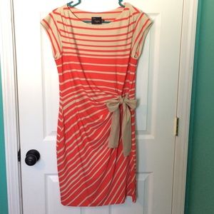 Beautiful sunset /coral colored striped dress NWOT